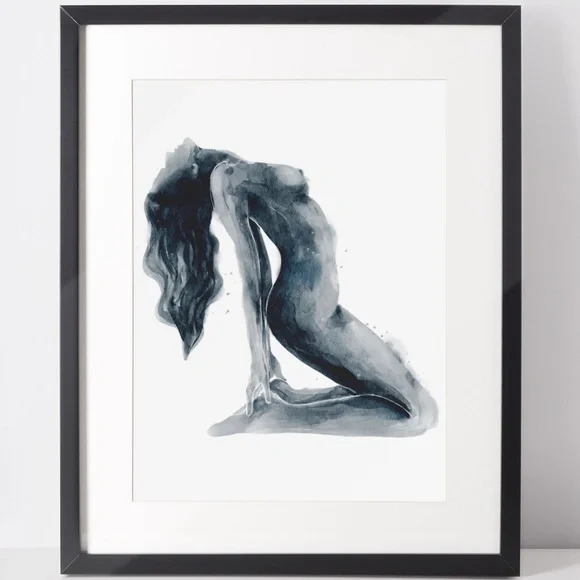 Watercolor Abstract Nude Woman Portrait Print Poster Unframed - Picture 4 of 9
